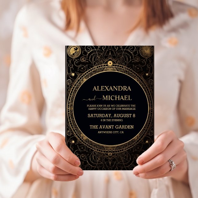 Invitación Boda Tarot Mística de Negro y Oro (Subido por el creador)