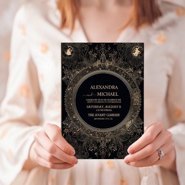 Invitación Boda Tarot Mística Negra y Dorada (Subido por el creador)