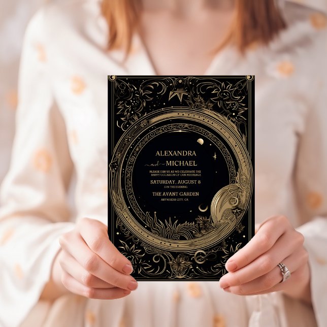 Invitación Boda Tarot Mística Negra y Dorada (Subido por el creador)