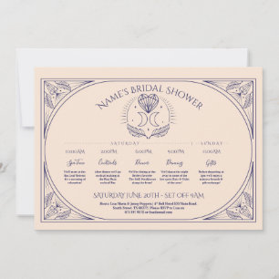 Invitación Boda Tarot Moon Heart Bridal Shower Itinerary
