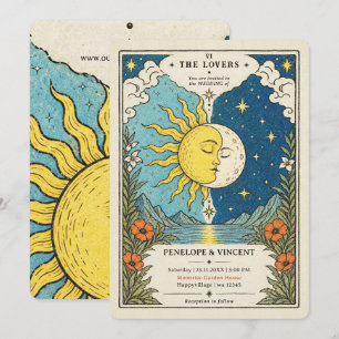 Invitación Boda Tarot Sol y Luna Yin Yang
