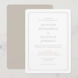 Invitación Boda Taupe Formal Elegante