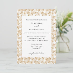 Invitación Boda Tejido Cesta Falsa Blanco Crema