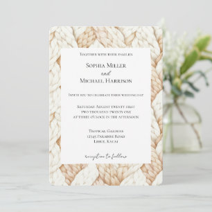 Invitación Boda Tejidos Beige Crema Acogedor