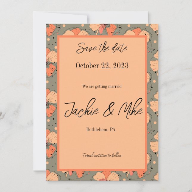 Invitación Boda tema Otoño Guardar la fecha (Anverso)