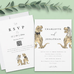 Invitación Boda temática de dinosaurios código QR