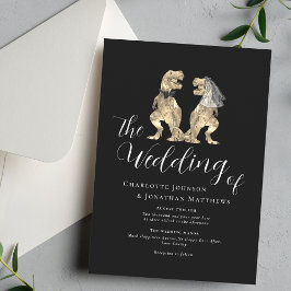 Invitación Boda temática de dinosaurios negro y blanco