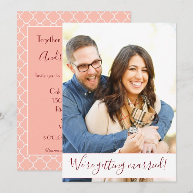 Invitación Boda temática de la foto (Anverso / Reverso)