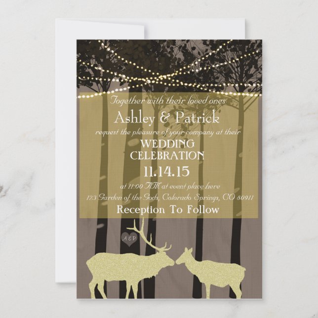 Invitación Boda temática de Rustic Lodge (Anverso)