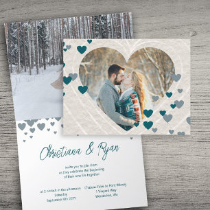 Invitación Boda temática de San Valentín, Verde azulados cora