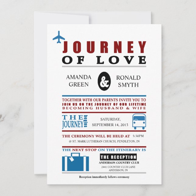 Invitación Boda temática de viajes de época (Anverso)