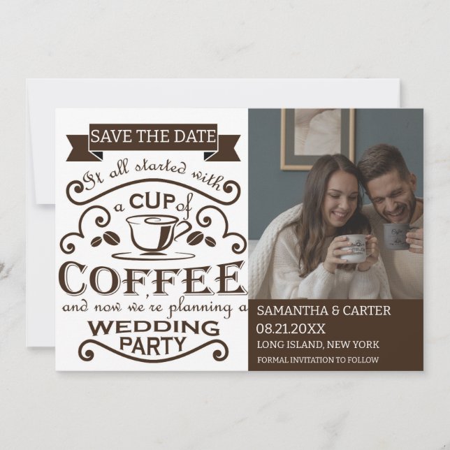 Invitación Boda temática del café retro Guardar el diseño de  (Anverso)