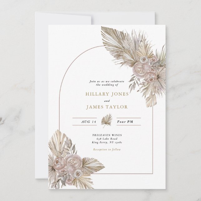 Invitación Boda temática del desierto de Florals secas (Anverso)