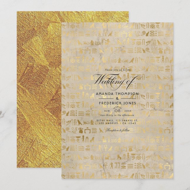 Invitación Boda temática egipcia (Anverso / Reverso)