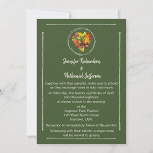 Invitación Boda temática verde del corazón de la fruta
