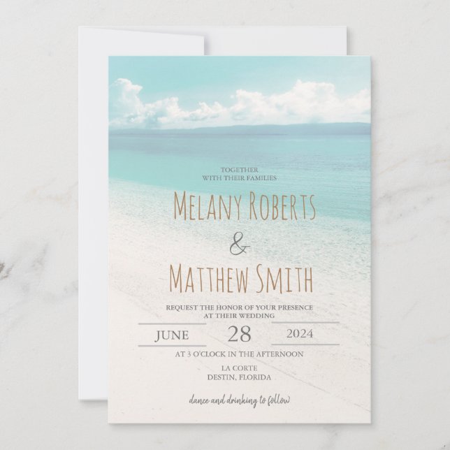 Invitación Boda Temático De Beach Ocean Seaside (Anverso)