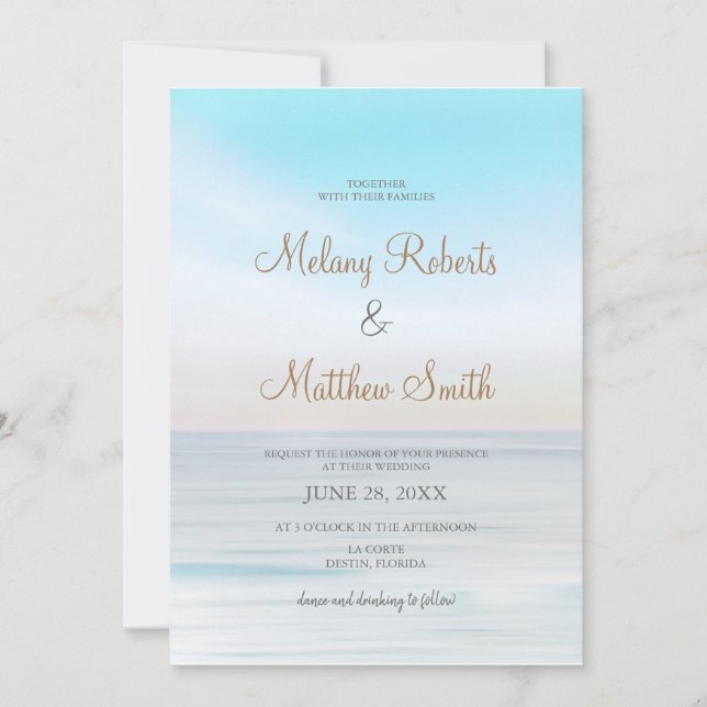 Invitación Boda Temático De Beach Seaside Ocean Beach (Anverso)