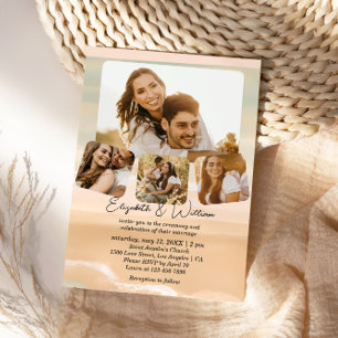 Invitación Boda temático de Couple Collage de fotos Beach
