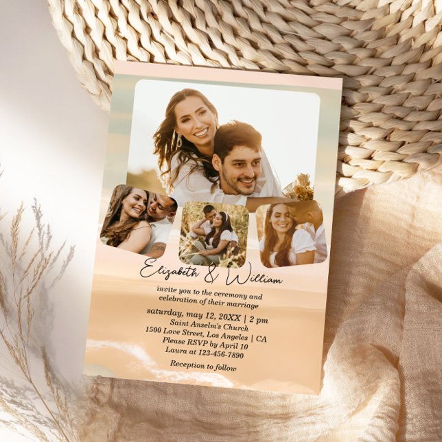 Invitación Boda temático de Couple Collage de fotos Beach (Subido por el creador)