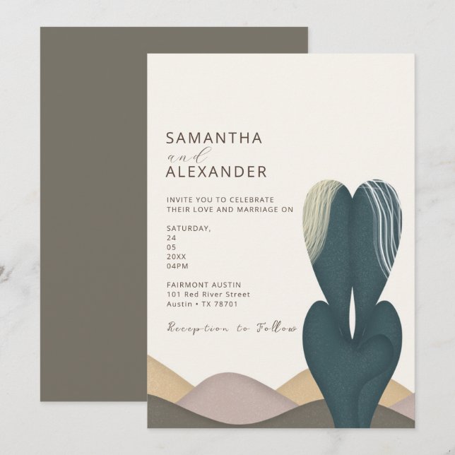Invitación Boda temático de Desert Cactus (Anverso / Reverso)
