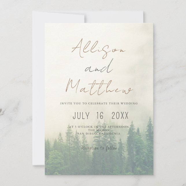 Invitación Boda Temático De La Montaña (Anverso)