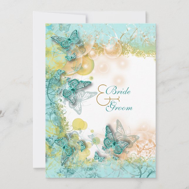 Invitación Boda temático de la playa dorada Aqua (Anverso)