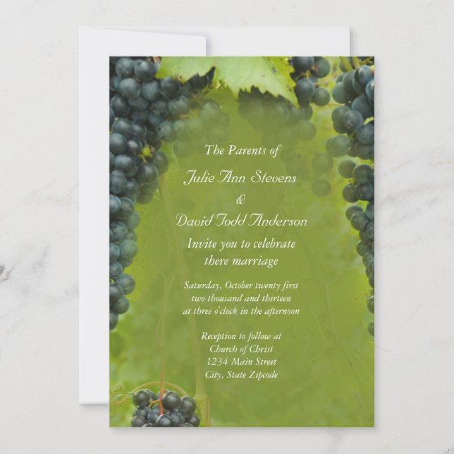 Invitación Boda temático de Wine Vineyard (Anverso)