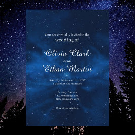 Invitación Boda temático del cielo nocturno de la Galaxia azu