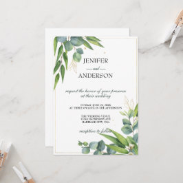 Invitación Boda temático Eucalyptus Greenery