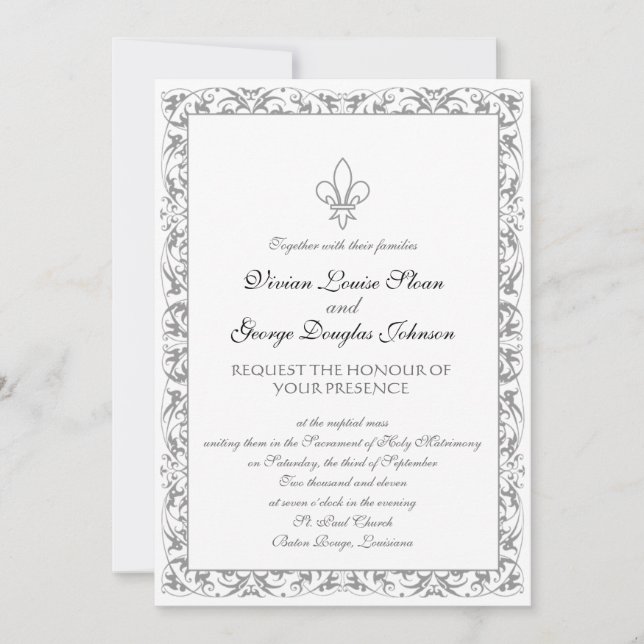 Invitación Boda Temático Fleur-de-lis (Anverso)
