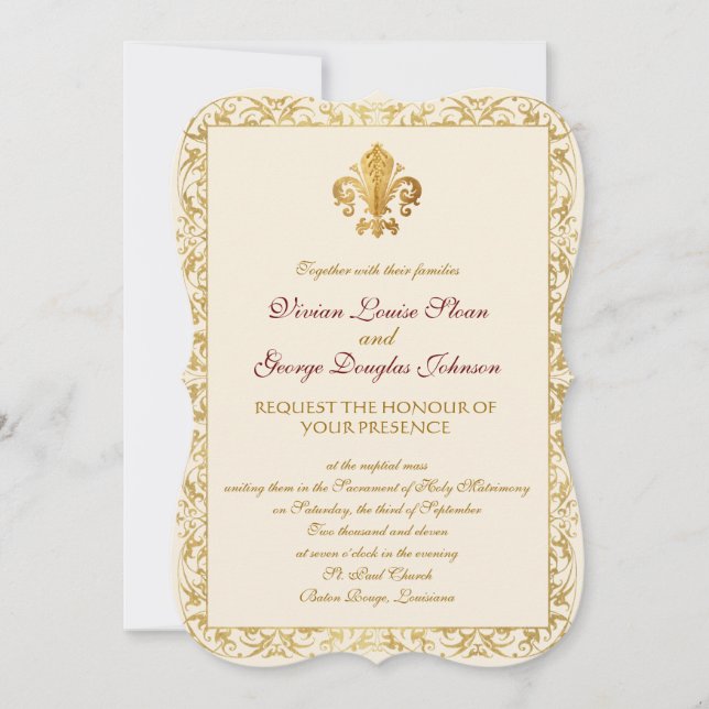 Invitación Boda Temático Fleur-de-lis (Anverso)