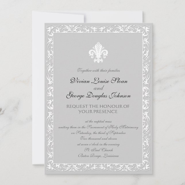 Invitación Boda Temático Fleur-de-lis (Anverso)