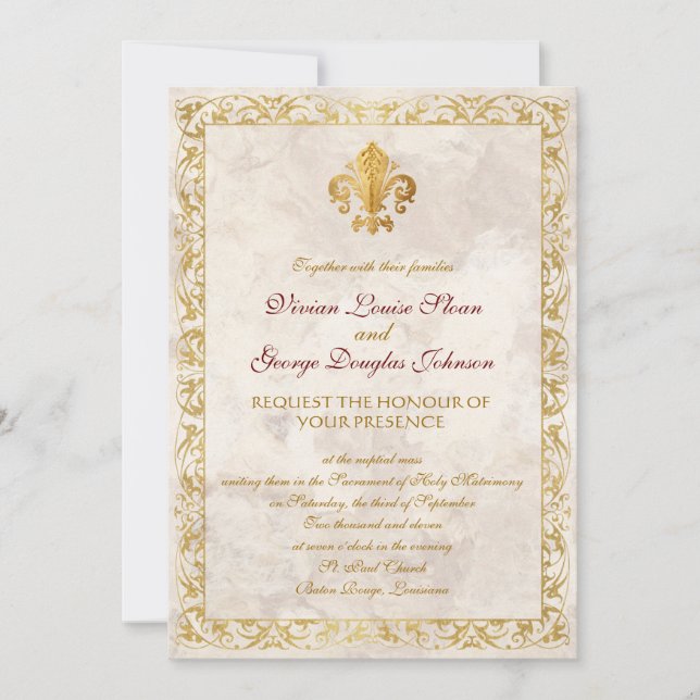 Invitación Boda Temático Fleur-de-lis (Anverso)