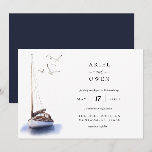 Invitación Boda temático náutico (Anverso / Reverso)