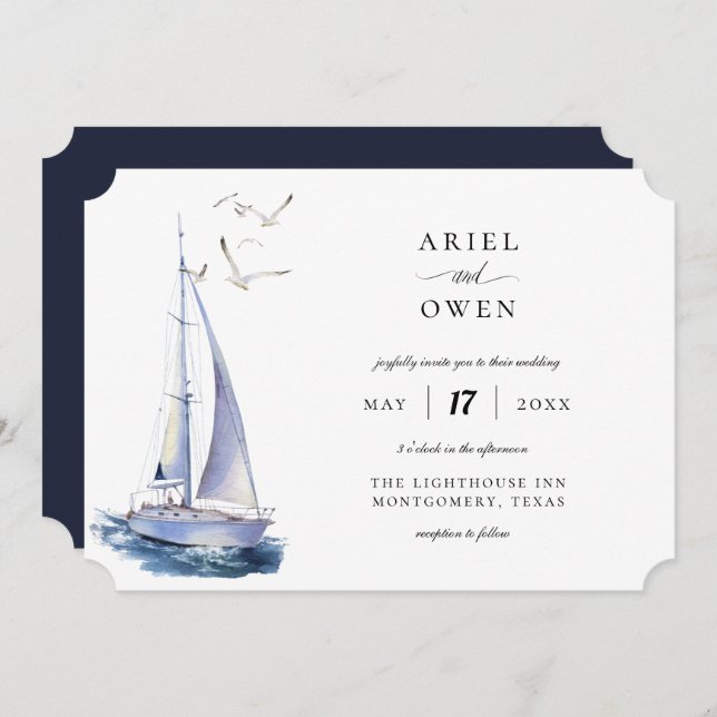 Invitación Boda temático náutico náutico (Anverso / Reverso)
