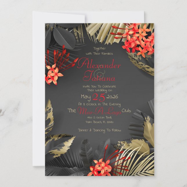 Invitación Boda Temático Oscuro (Anverso)