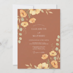 Invitación Boda Terracota Amapola Dorada