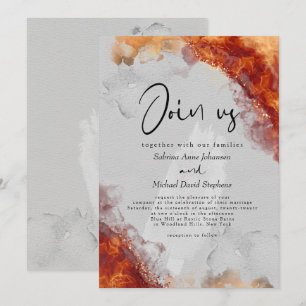 Invitación BODA   Terracota Ardiente en Alcohol Ink en negrit