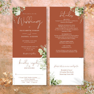 Invitación Boda Terracota Botánica Todo En Uno
