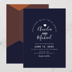 Invitación Boda Terracota Chocolate Oscuro Armada Moderna