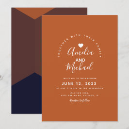 Invitación Boda Terracota Chocolate Oscuro Moderno