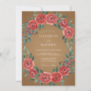 Invitación Boda Terracota Corales Frondosa