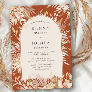 Invitación Boda Terracota Crema Arco Enmarcado Botánico