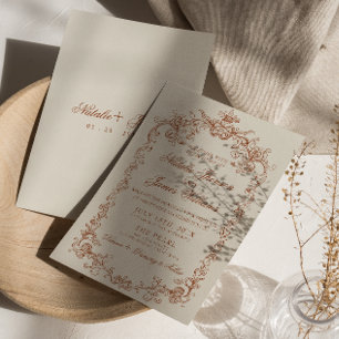 Invitación Boda Terracota de Dinero Antiguo Naranja Quemado R
