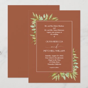 Invitación Boda Terracota Follaje Botánico