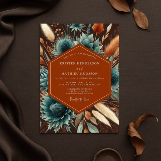 Invitación Boda Terracota Moody Bloom (Subido por el creador)