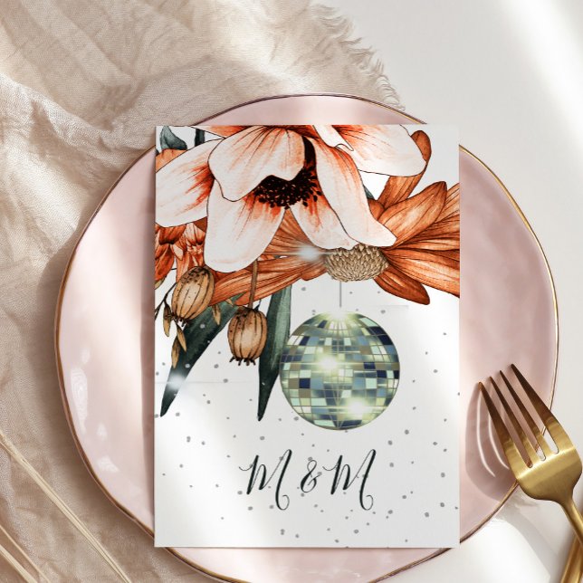 Invitación Boda Terracota Naranja Floral Disco  (Subido por el creador)