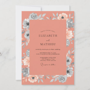 Invitación Boda Terracota Pétalo de Plata