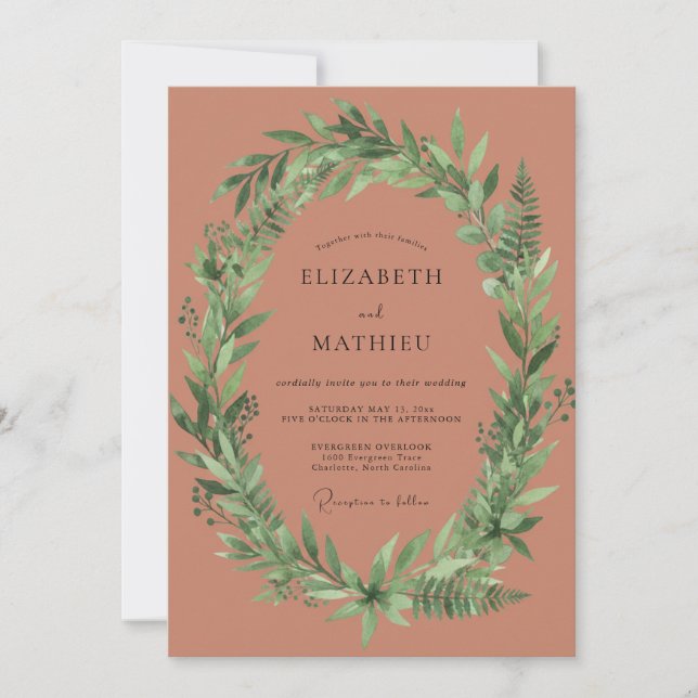 Invitación Boda Terracota Terroso Bosque (Anverso)