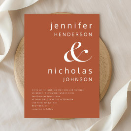 Invitación Boda Terracota Tipografía Moderna
